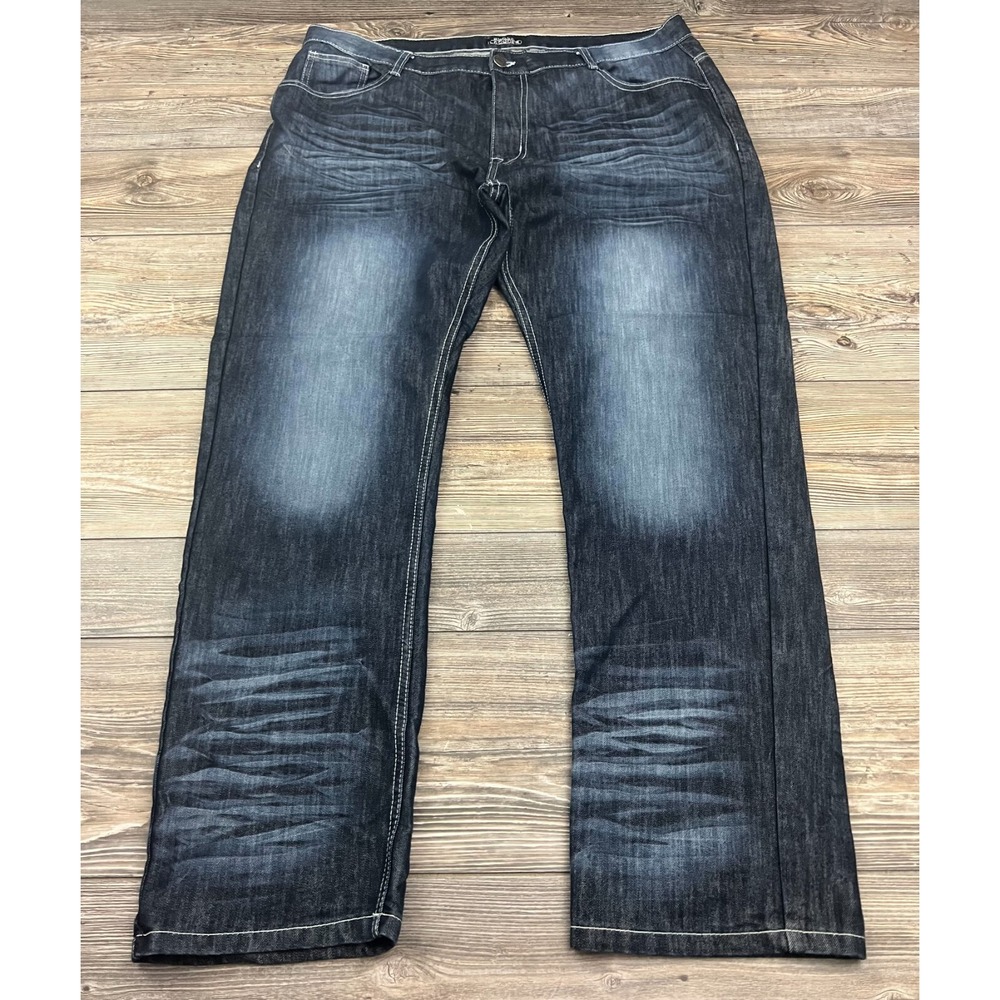 Black Lacquer Men's Jeans Blue Sz 42 Denim Button Zip Straight Y2K Hip Hop Urban